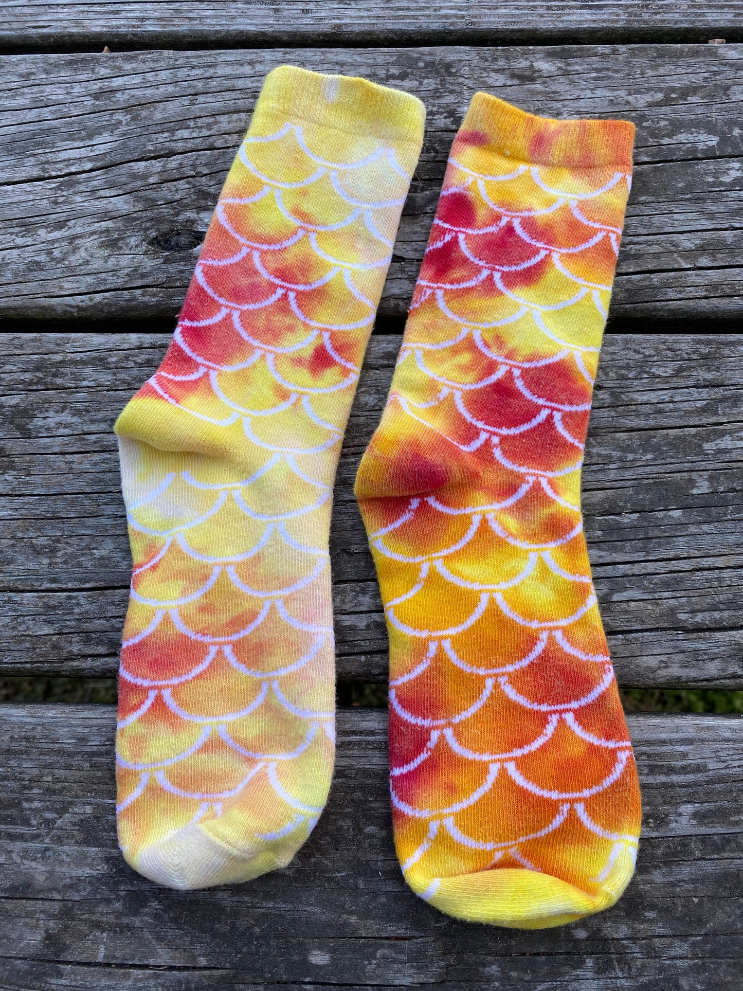 Adult mermaid yellow and orange crazy socks