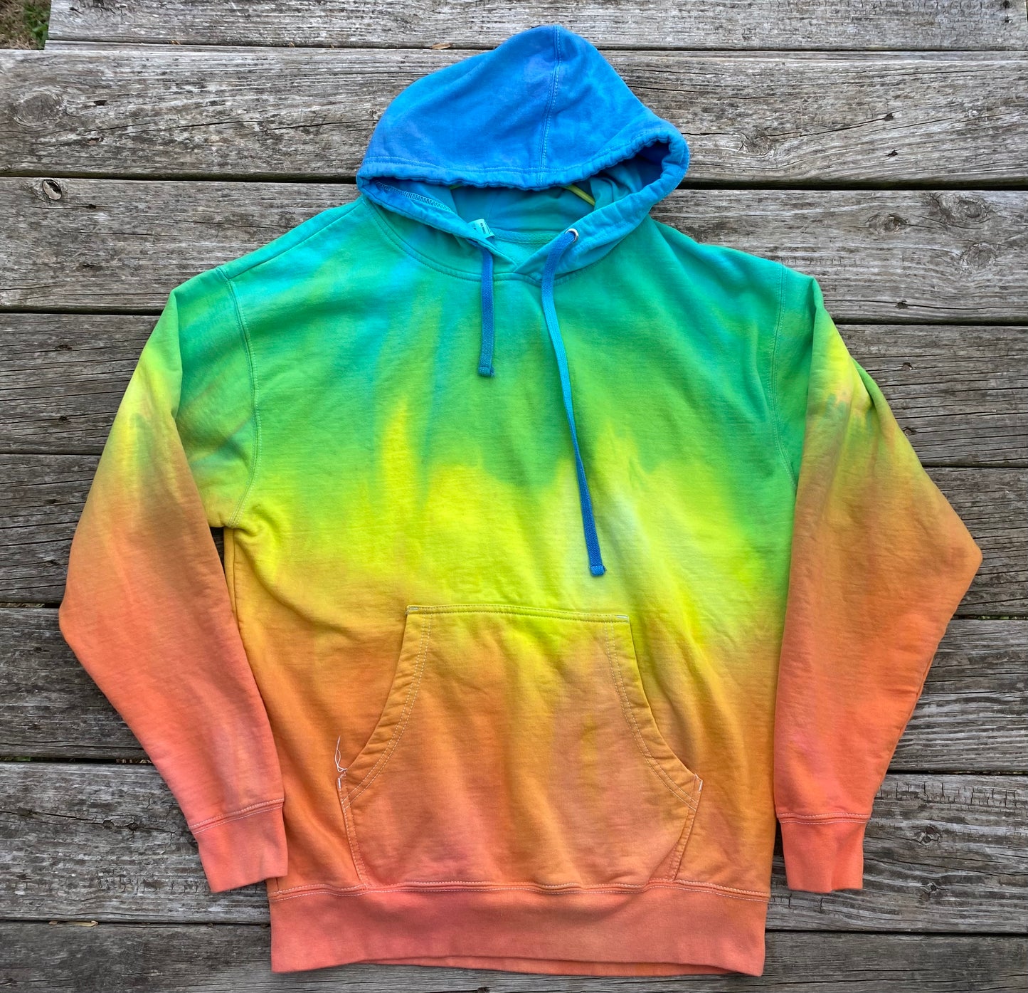 Adult large hoodie rainbow dip dye