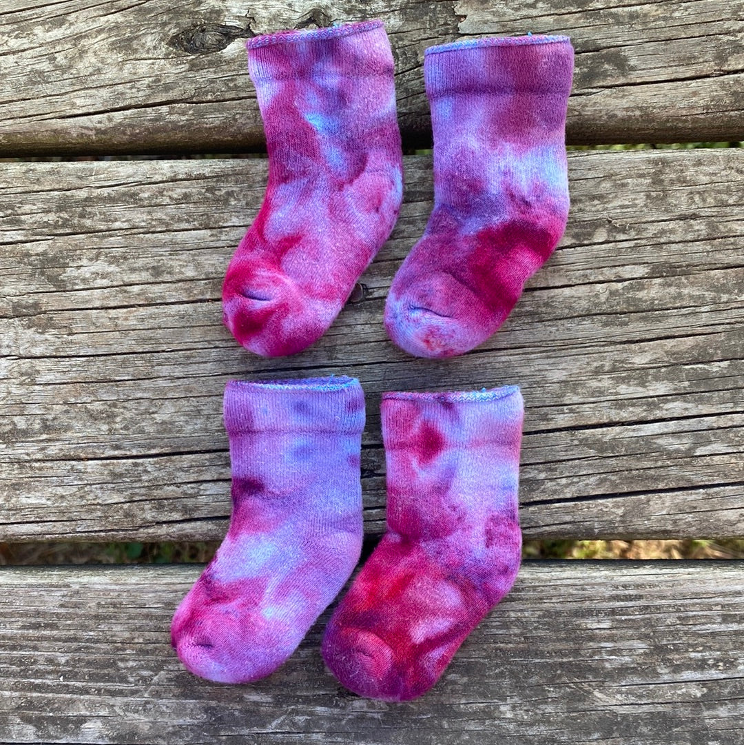Baby socks 6 month purple and pink ice dyed set