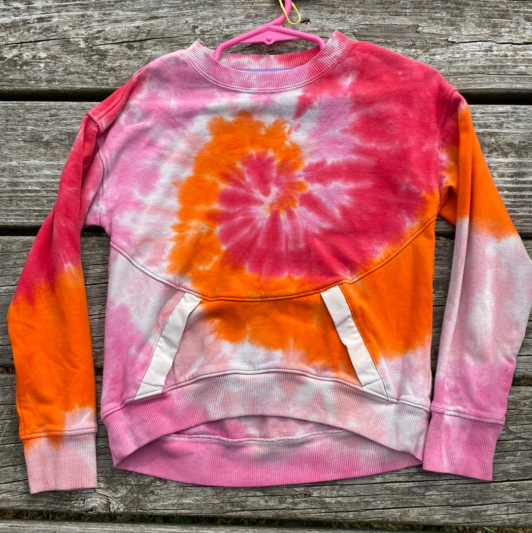 All in motion youth girls xs (4/5) lightweight pocket sweatshirt pink oranges spiral