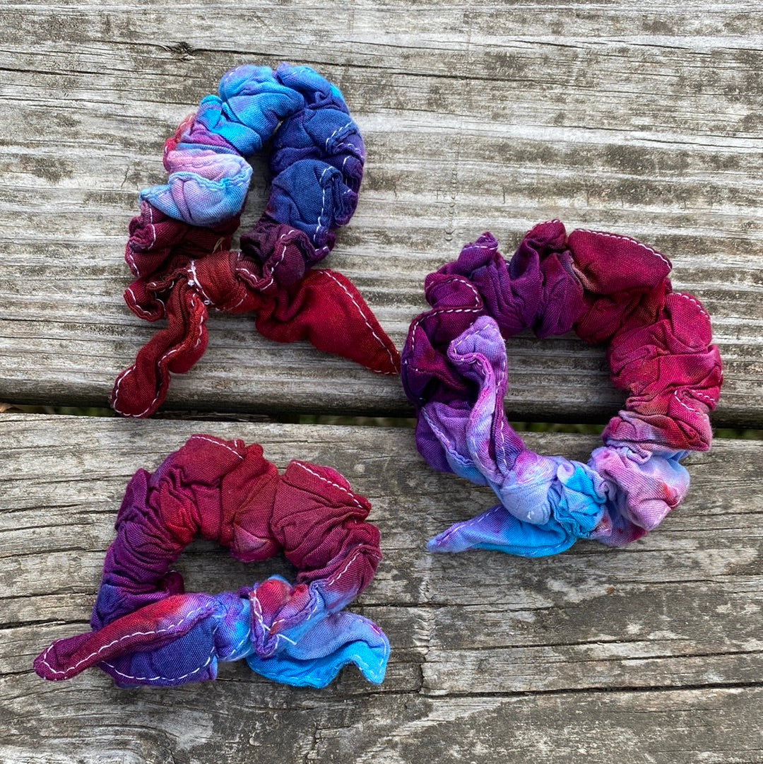 Purple/blue/pink rayon hair scrunches - your choice