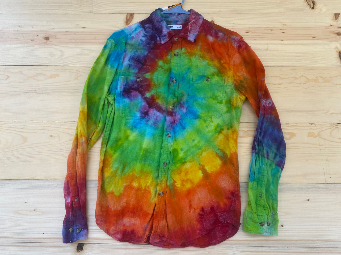 Adult Small Flannel Rainbow Spiral