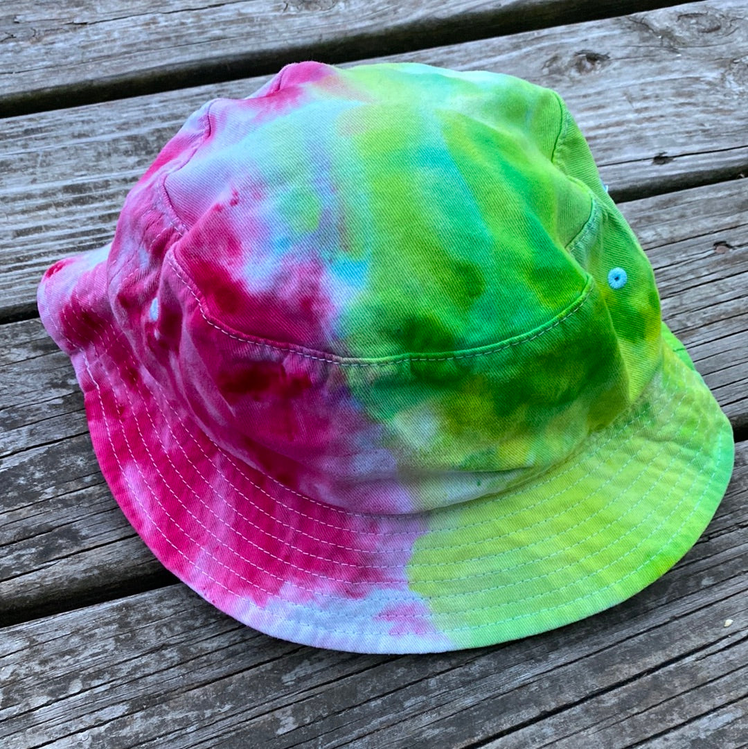 Adult sized Bucket hat cap pink green