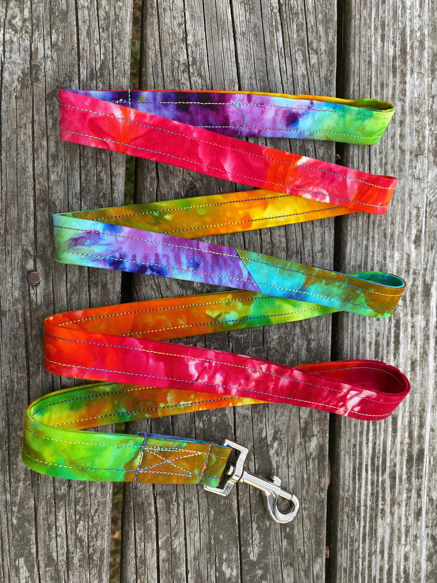 Dog leash 6' Handmade and Dyed rainbow