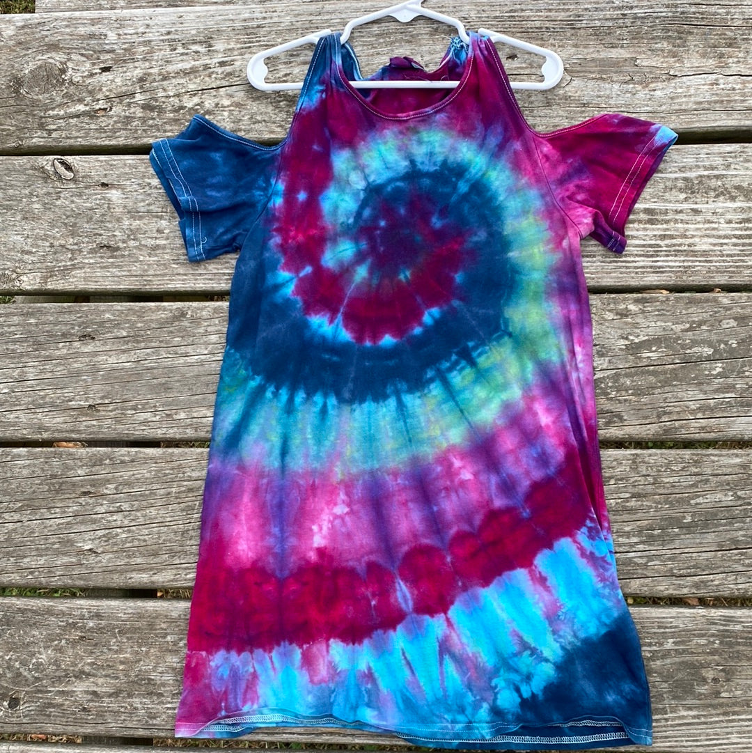 Cotton on size 8 girls youth dress blue purple teal pink spiral