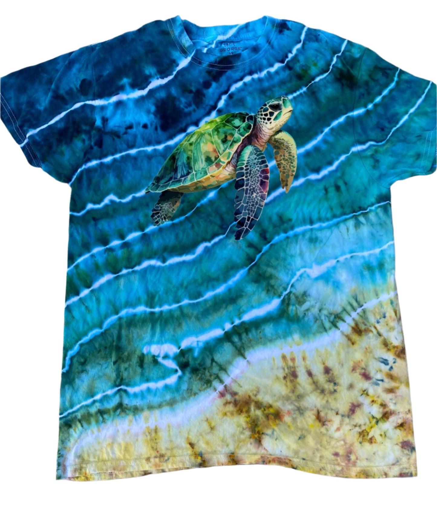 Limited!  Beach Tie Dye with Sea Turtle Print Youth or Adult