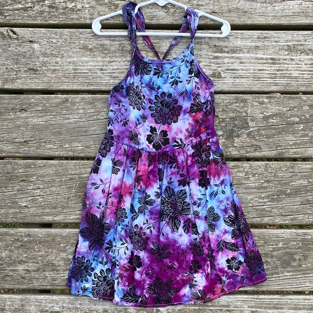 The children's place small (5/6) dress rayon flowers girls youth purple blue pinks