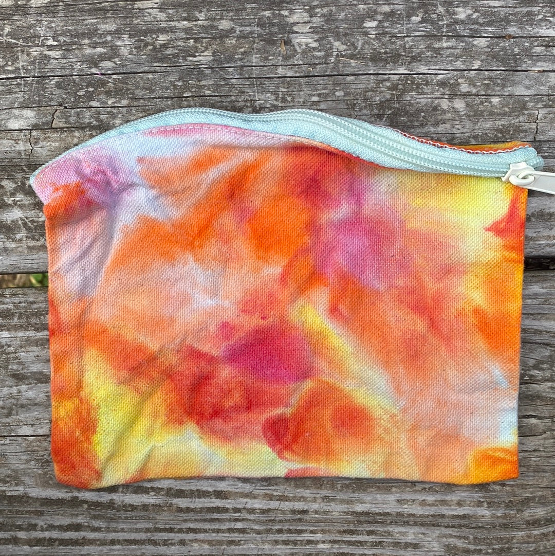 Zipper cosmetic pouch 7.5x6 orange pink yellows