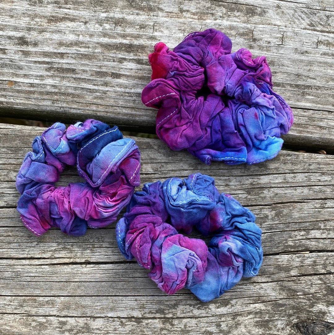 Purple/blue/pink rayon hair scrunches - your choice