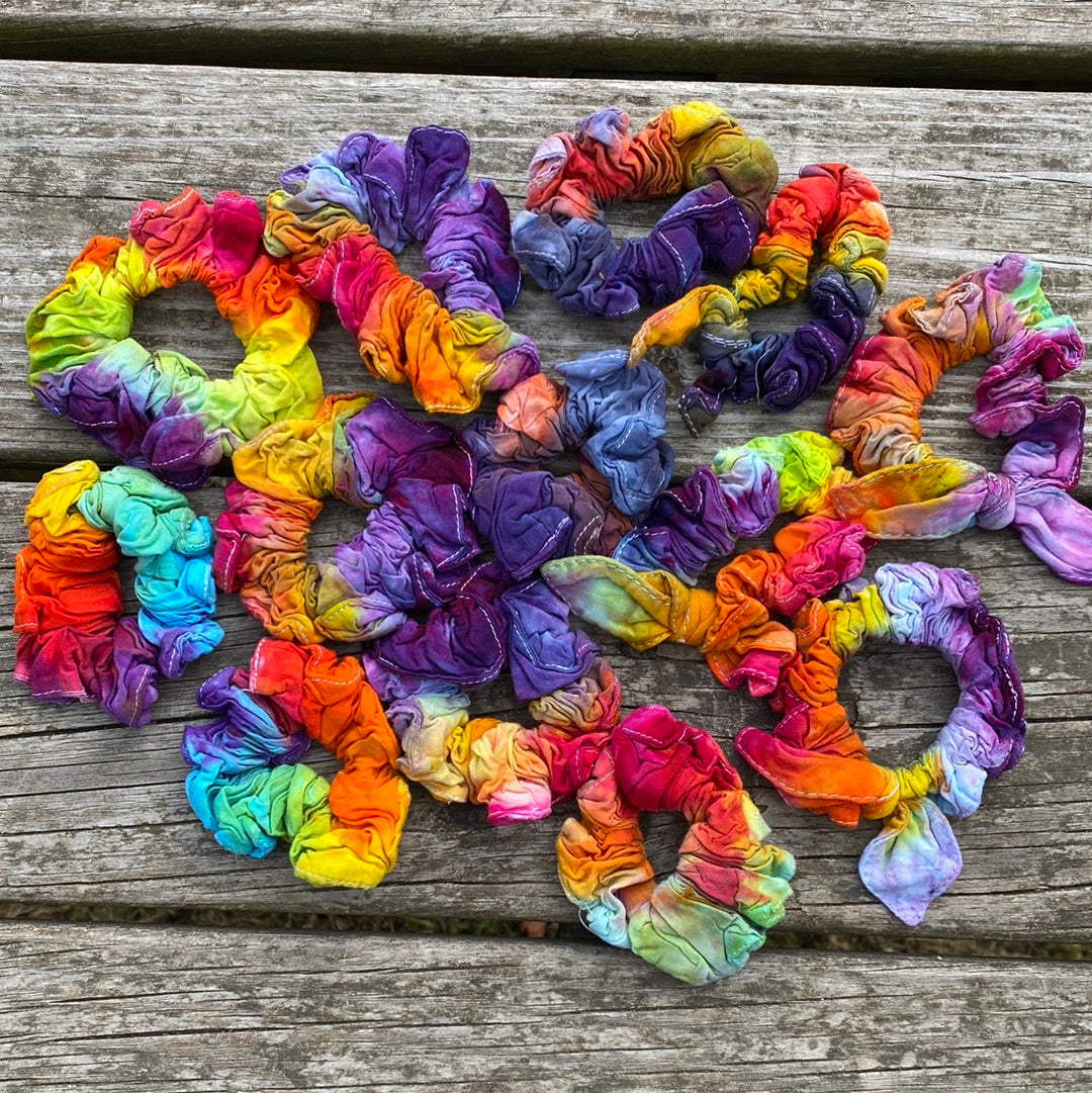 Rainbow/Multicolor Rayon Hair Scrunchies - you choose!