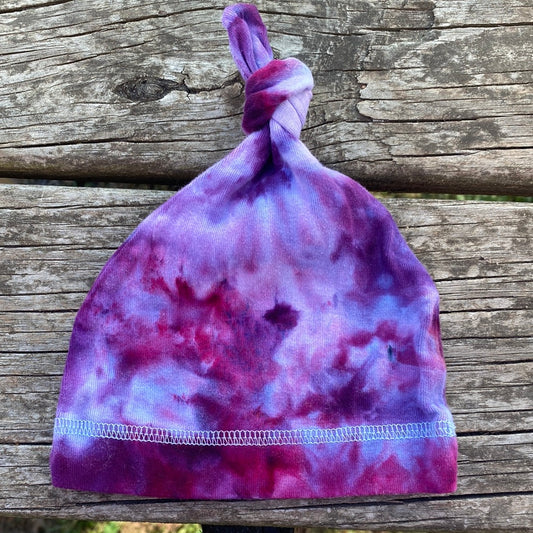 0-6 month knot tie baby hat purple