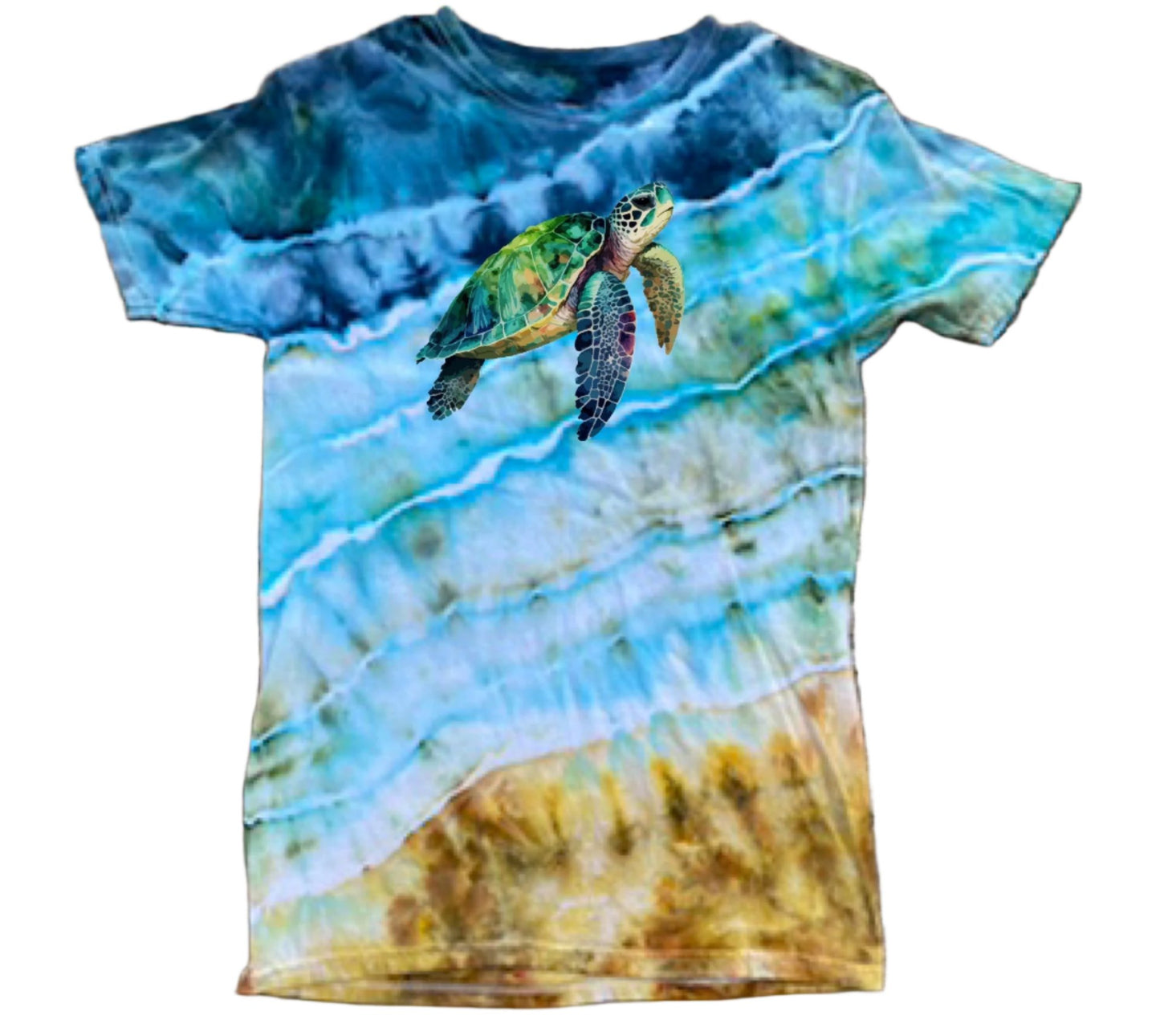 Limited!  Beach Tie Dye with Sea Turtle Print Youth or Adult