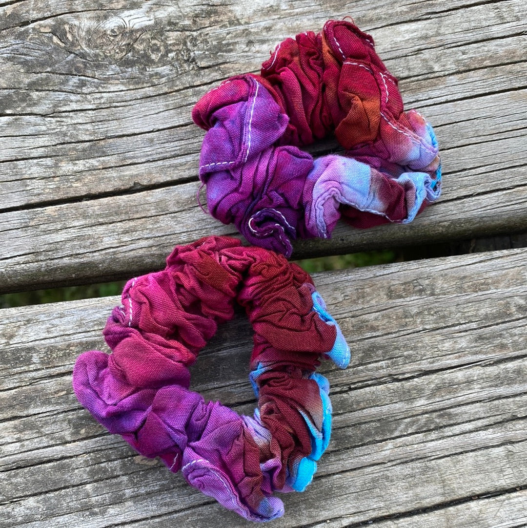 Purple/blue/pink rayon hair scrunches - your choice