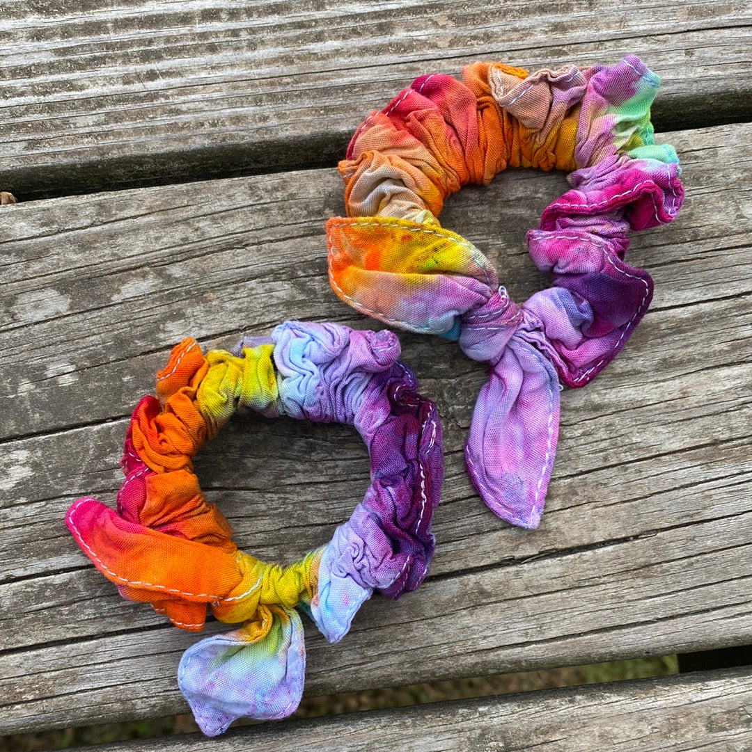 Rainbow/Multicolor Rayon Hair Scrunchies - you choose!