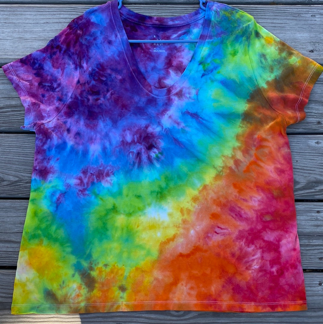 A new day 1x rainbow scrunch women's t-shirt