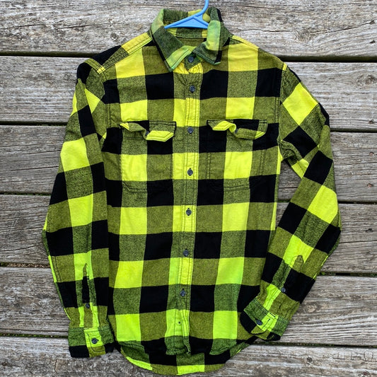 XS adult flannel yellow green