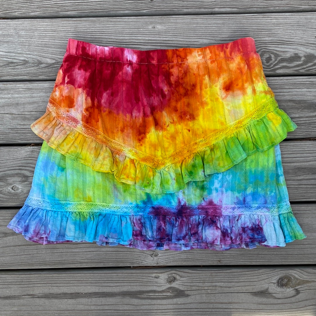 Time and tru large skirt rainbow scrunch ice dye ladies