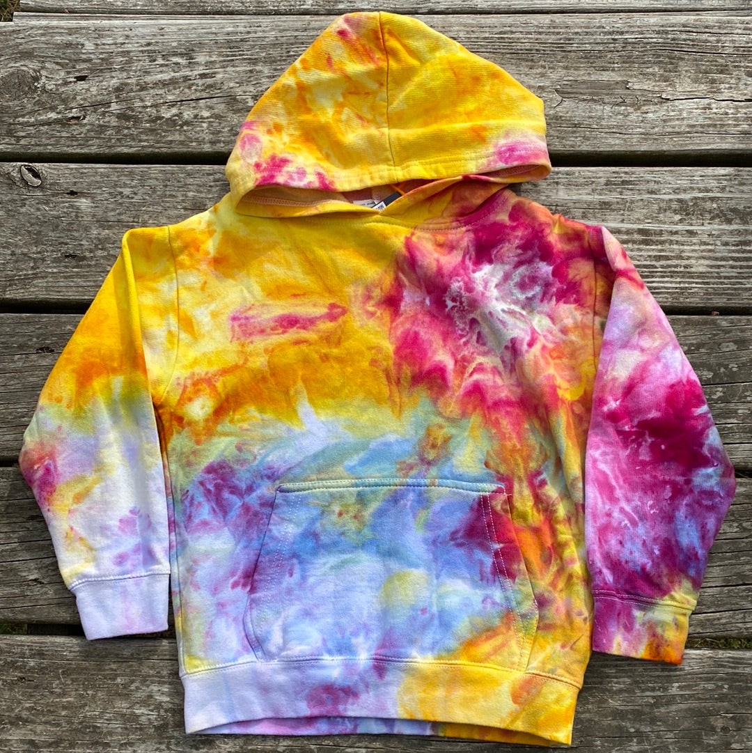 Delta midweight hoodie youth xs pink yellow purple scrunch