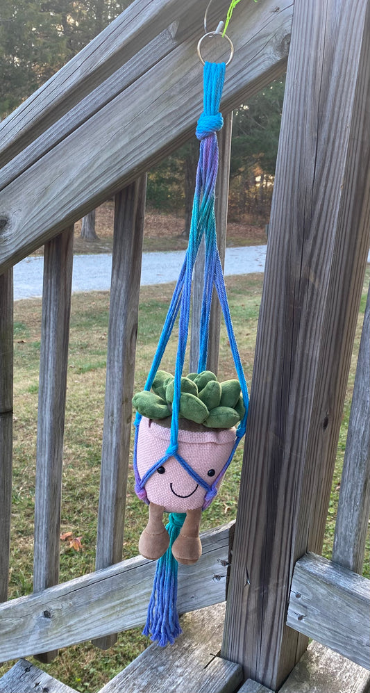 Hanging Potted Plant holder Purples and Blues