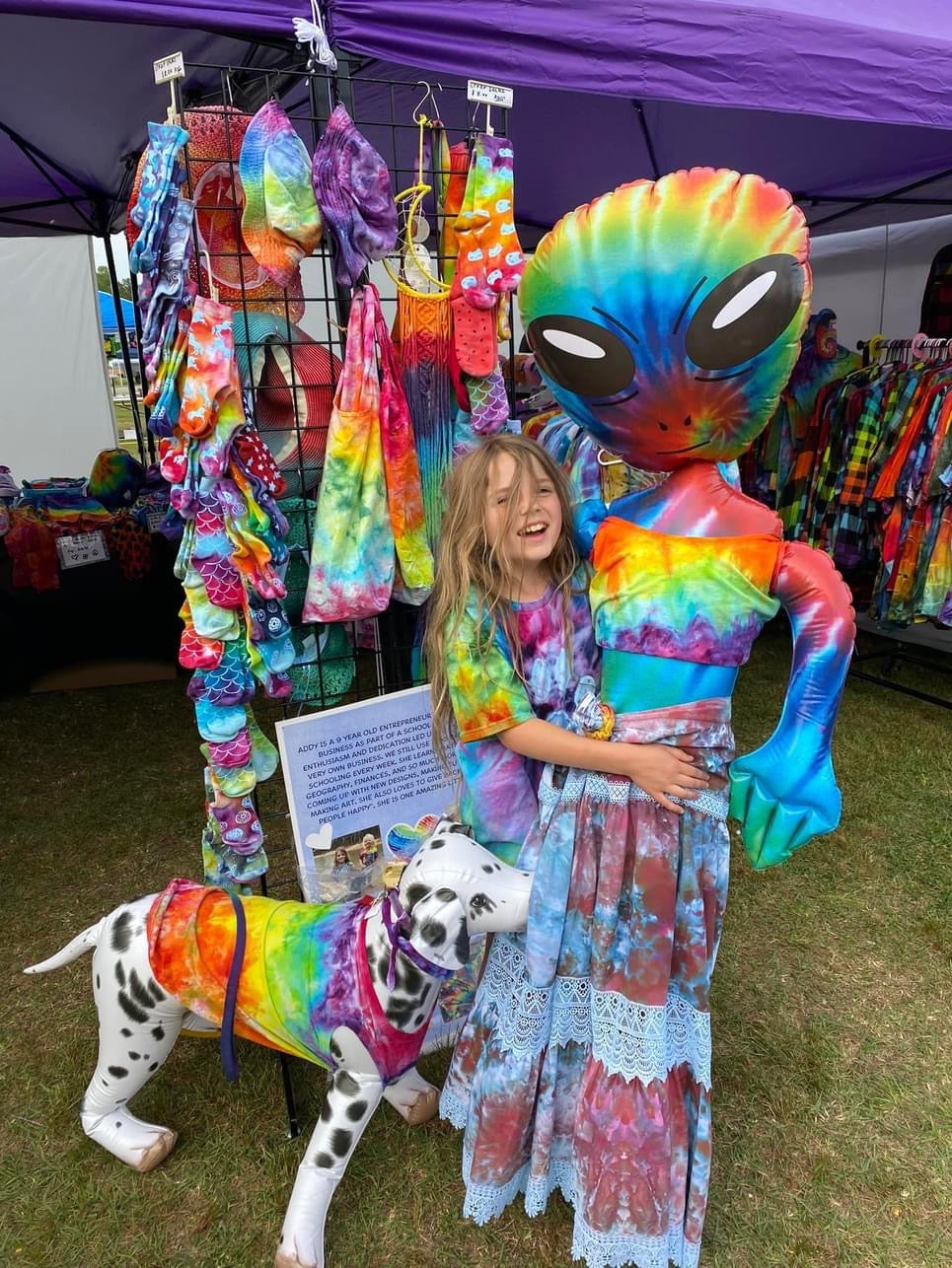 Your very own Jamie the alien! 63” giant - you choose rainbow or tie-dye