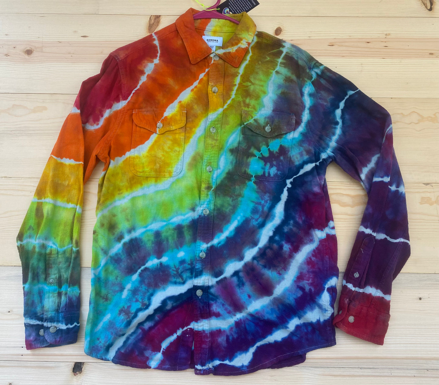 Adult Medium Rainbow Stripes Flannel