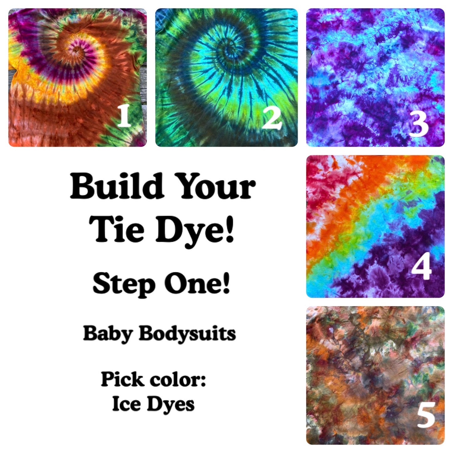 Step One: Pick Your Bodysuit! Ice Dyed Color Options Baby Bodysuits