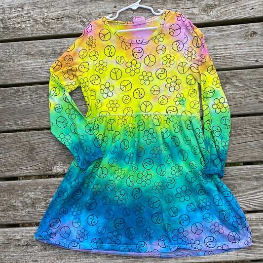 Girls cotton on dress 11/12 peace pastel rainbow scrunch