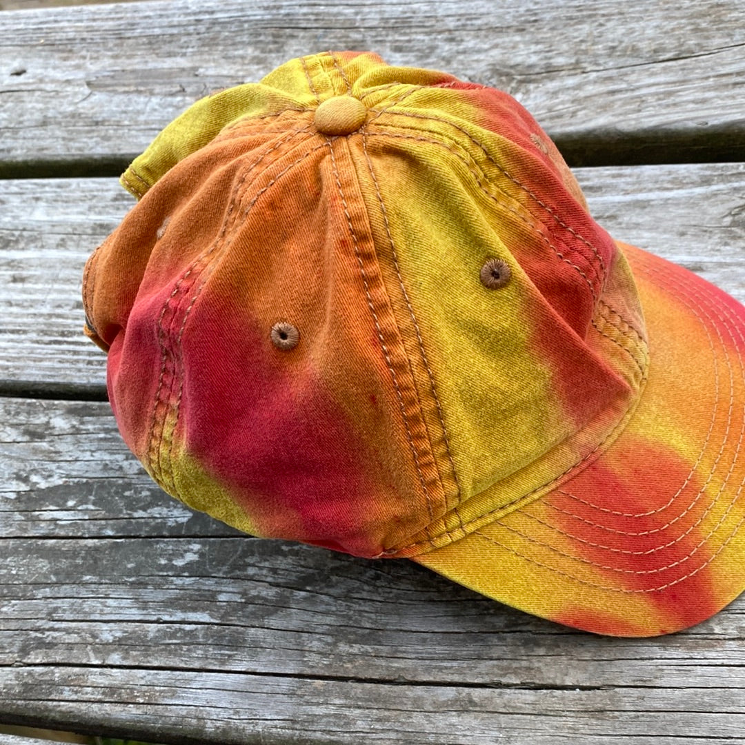 Hat with metal adjustment orange and yellow