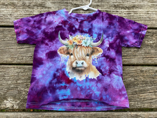 Delta brand 3t toddler T-shirt Hyland cow purple and blues ice dyed