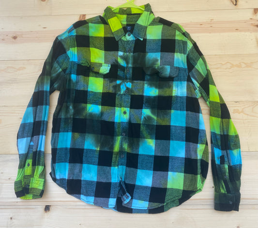 2XL Adult Flannel Buffalo Blue and Green