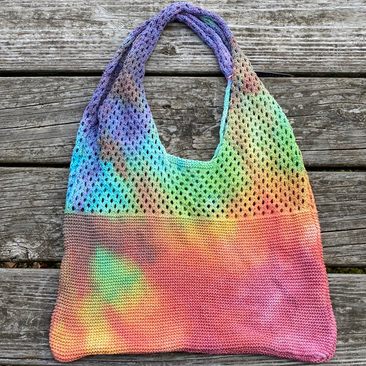 Crochet purse 14.5x10 rainbow