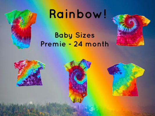 Rainbow Baby Sizes Bodysuit and T-Shirts Ice, Muck or Liquid Dyed - Your Choice!