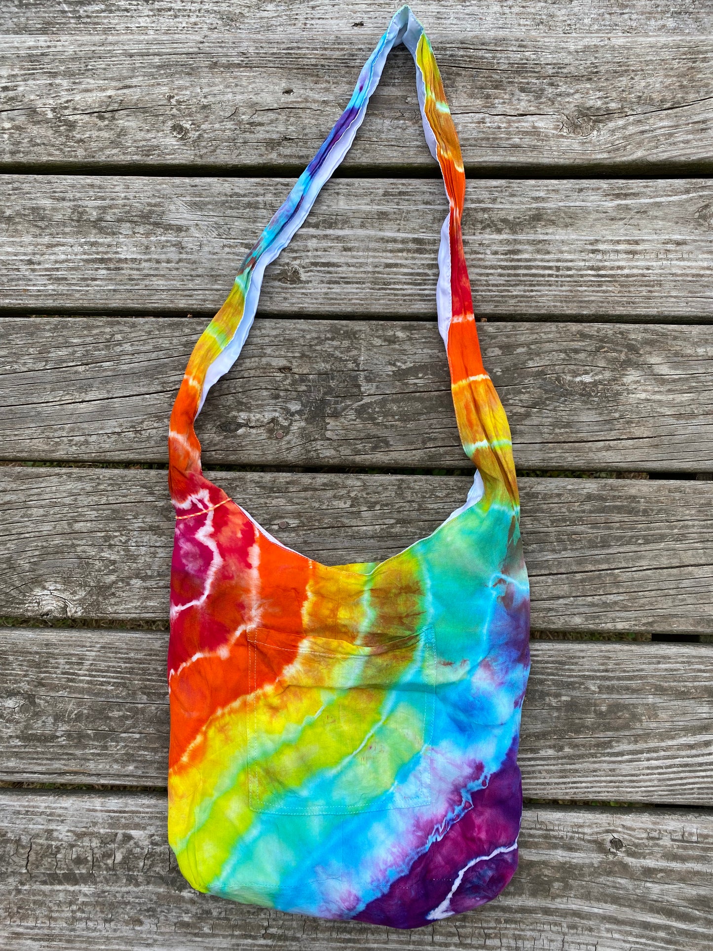 Zipper pouch lined purse carry boho shoulder bag rainbow