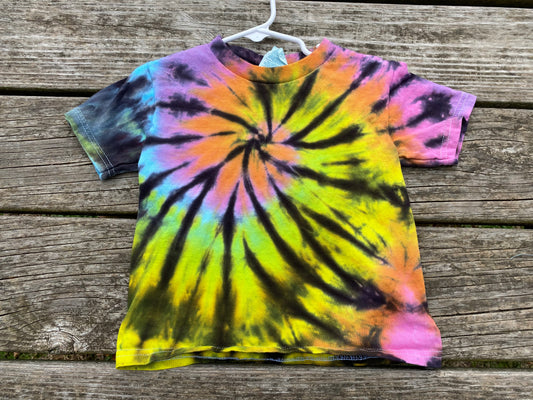 Delta brand 3t toddler T-shirt bright rainbow and black liquid dyed