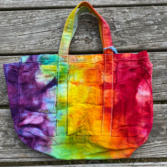 Canvas tool bag/tote 14"x9"x4" rainbow