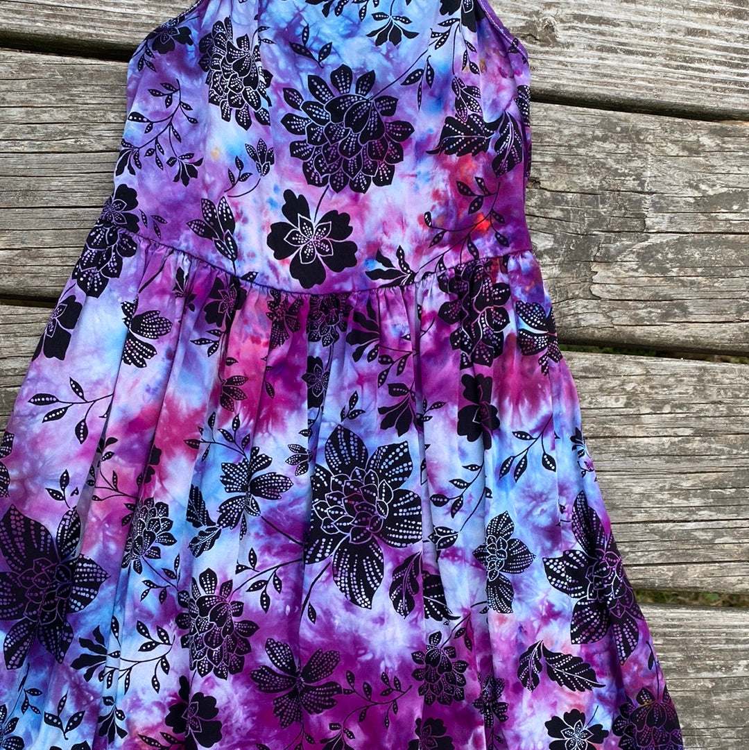 The children's place small (5/6) dress rayon flowers girls youth purple blue pinks