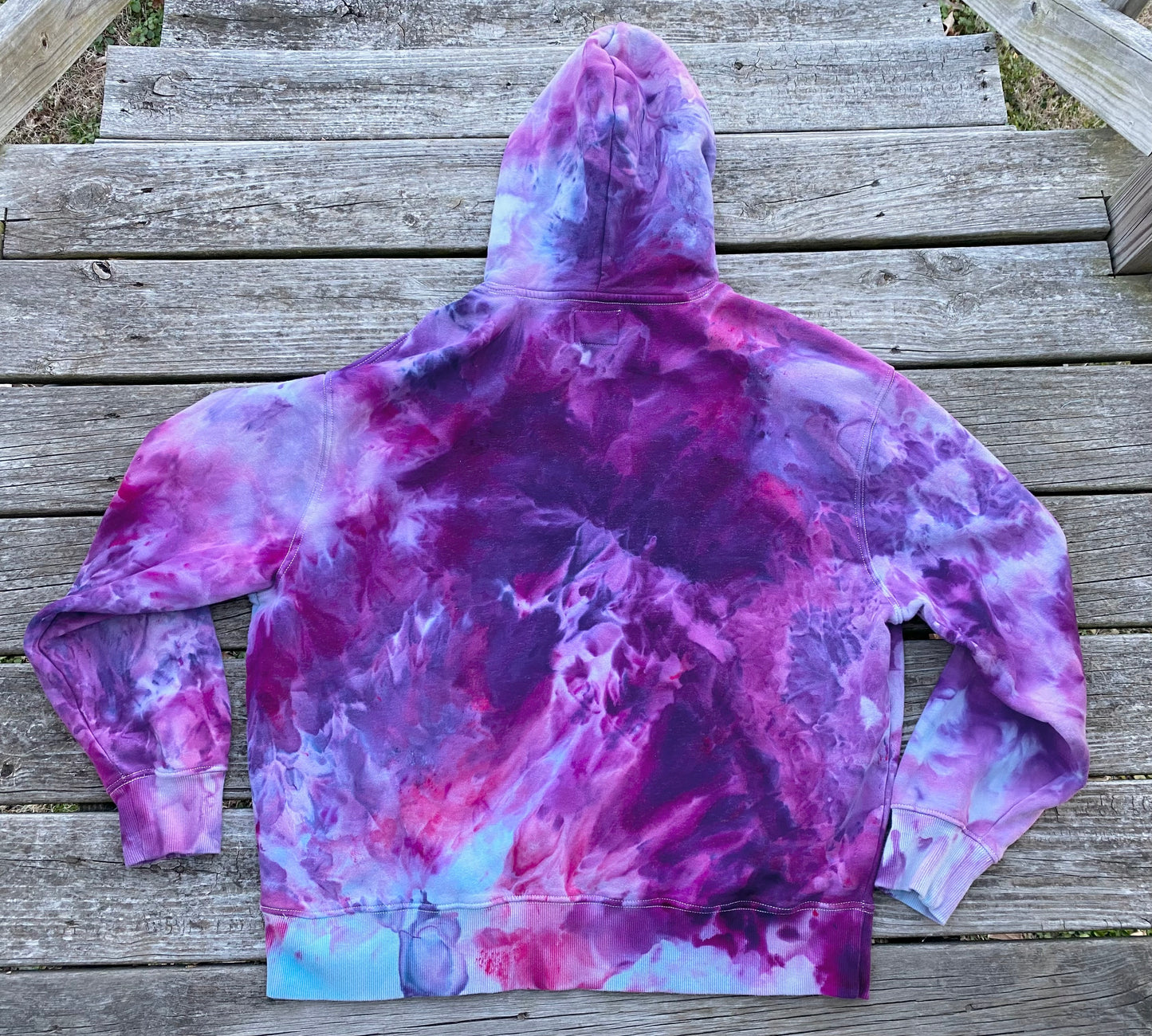 XXL old navy flowy ice dyed purple blues pinks hoodie