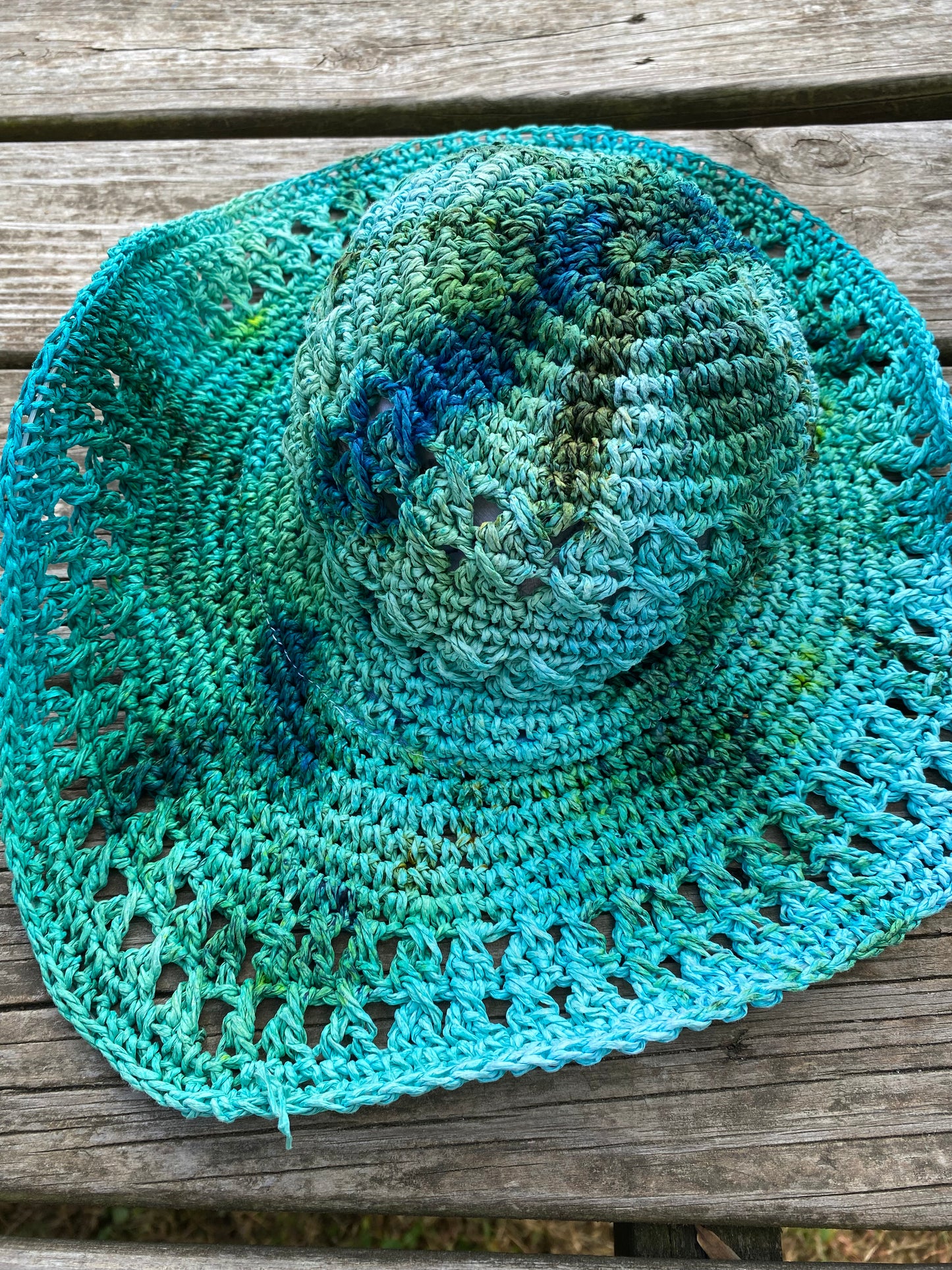 Paper floppy hat teal and blue