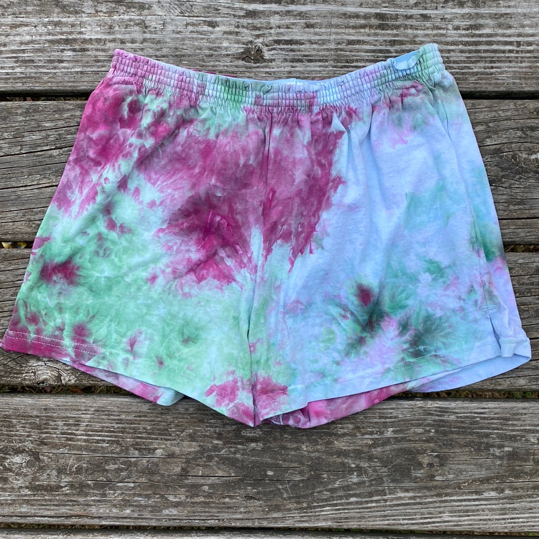Gildan ladies xl (runs small) purple greens scrunch shorts