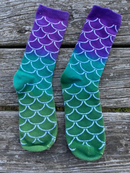 Adult Mermaid crazy socks purple blue teal