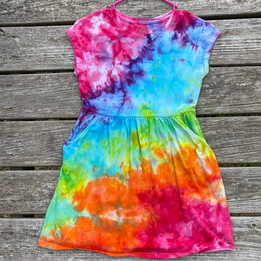 Cat and Jack pocket dress large 10/12 girls youth rainbow scrunch
