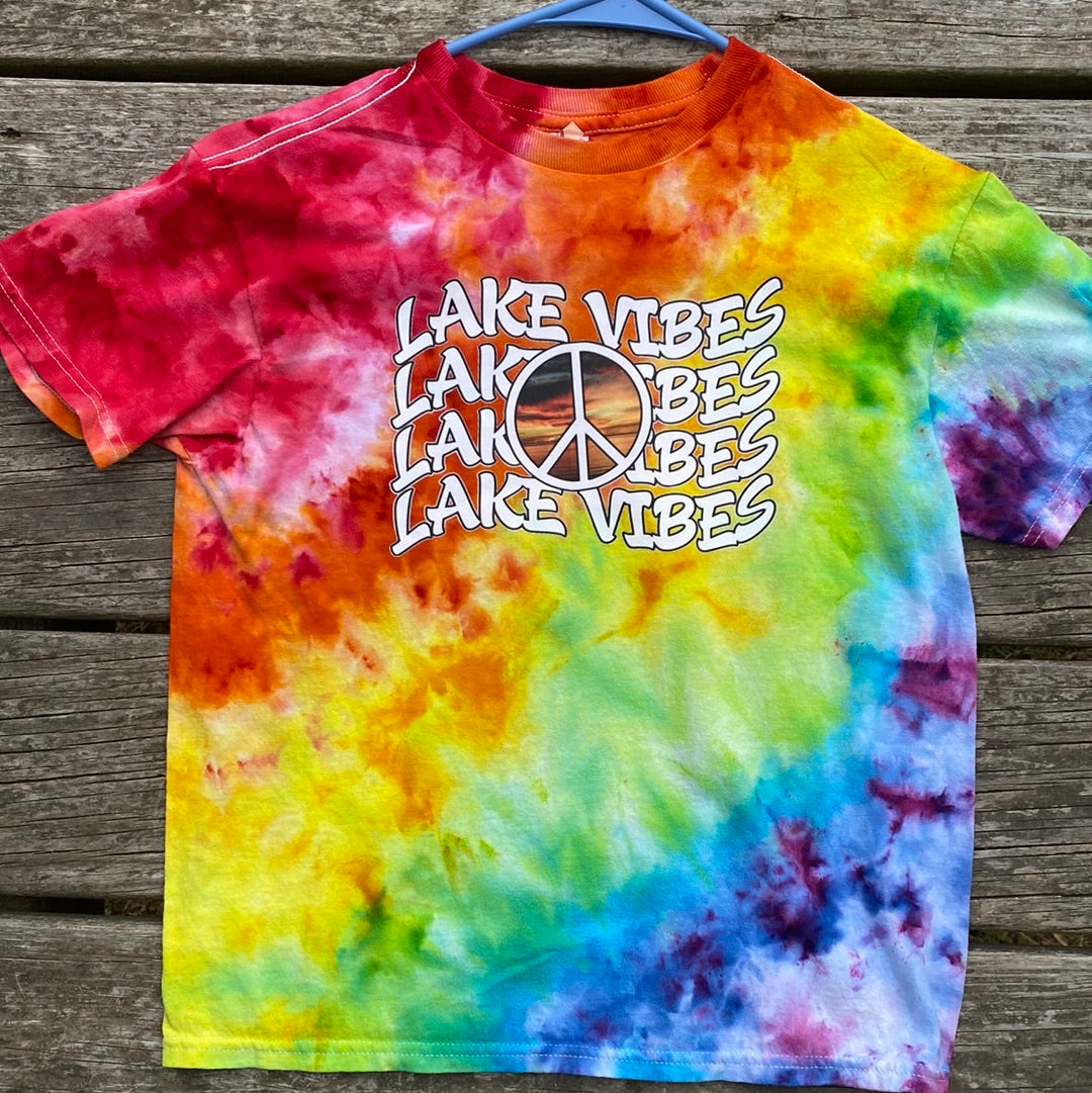 Delta youth small lake vibes rainbow scrunch shirt