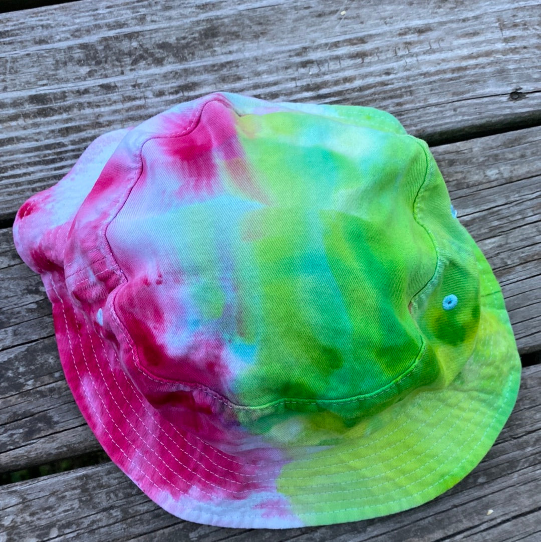 Adult sized Bucket hat cap pink green