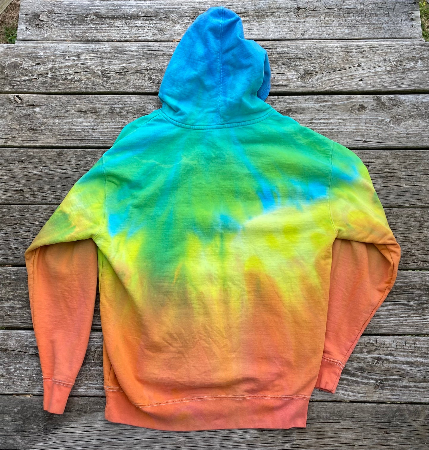 Adult large hoodie rainbow dip dye