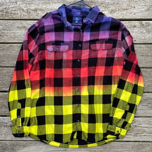 Adult 3XL flannel sunset colorway blue purple pink red yellow