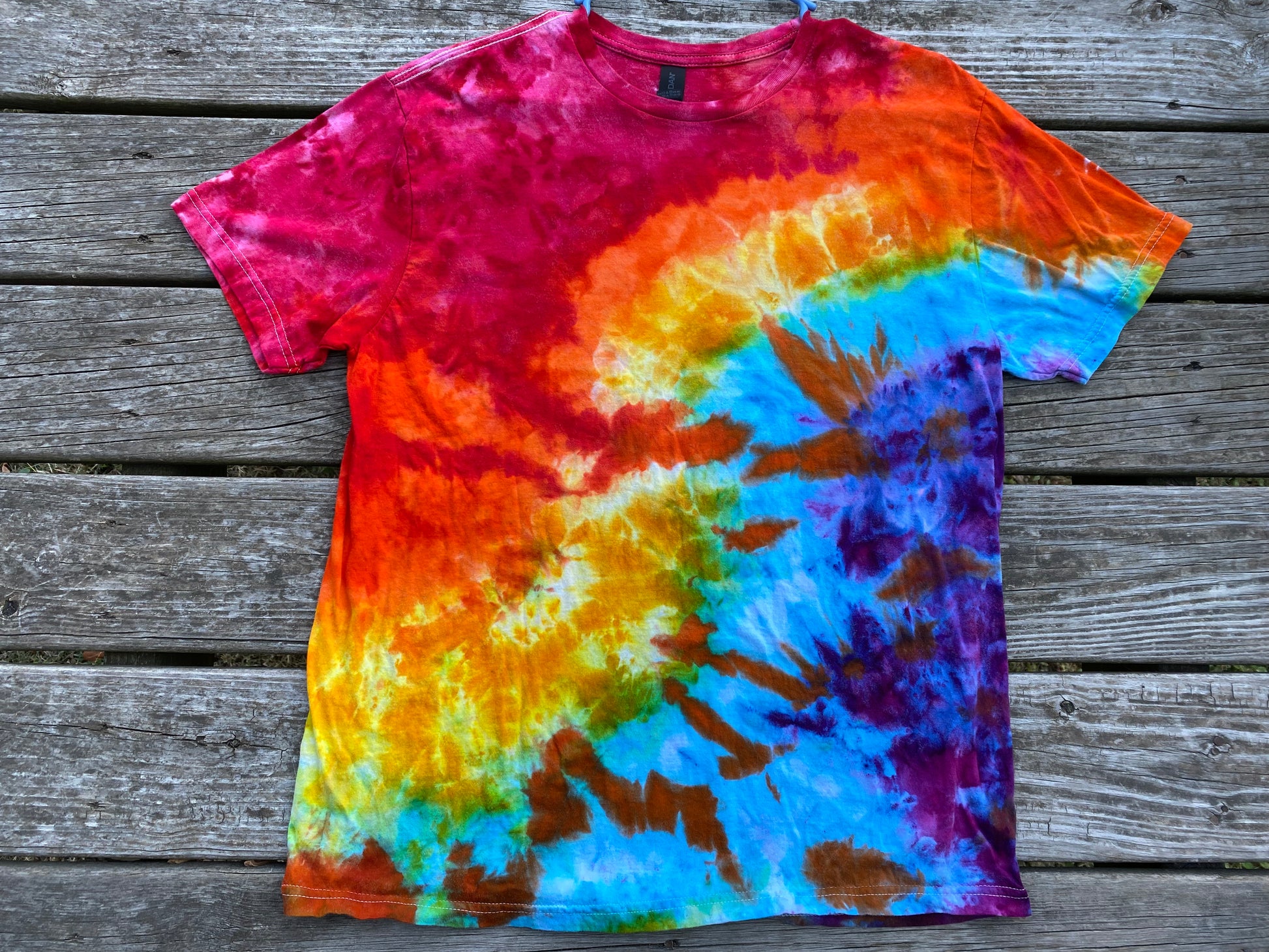 Large softstyle gildan unisex shirt Rainbow Scrunch – Addy's Tie Dye ...