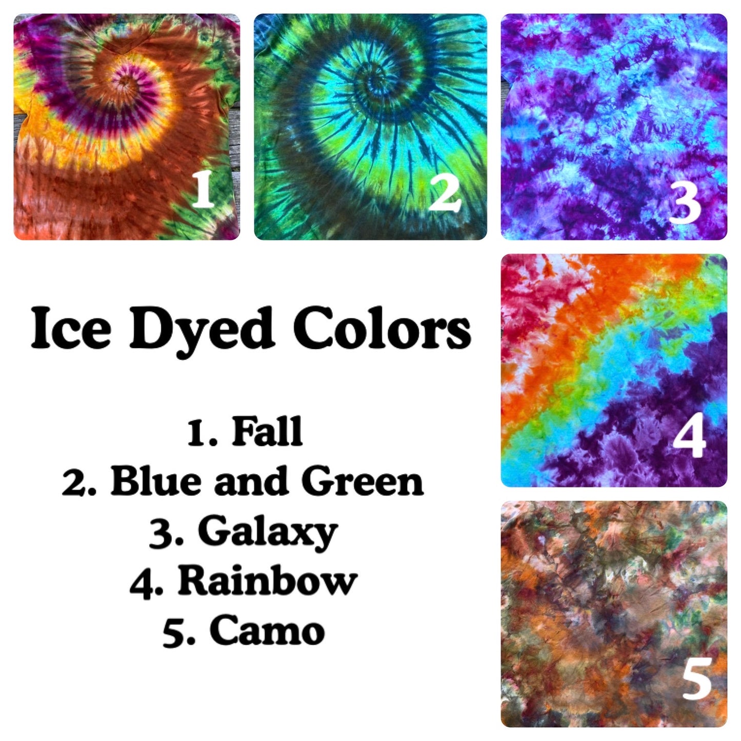 Step One: Pick Your Shirt! Ice Dyed Color Options Unisex Adult XS-5XL