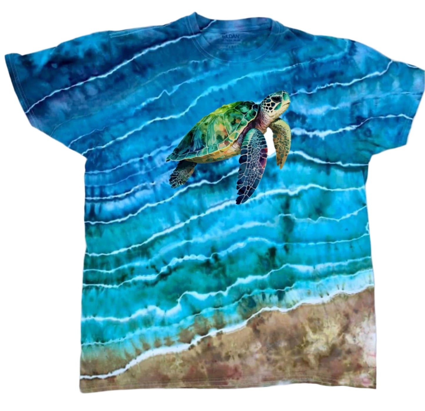 Limited!  Beach Tie Dye with Sea Turtle Print Youth or Adult