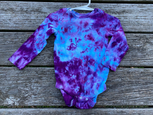 Blue and purple ice dyed baby bodysuit long sleeve 18 month