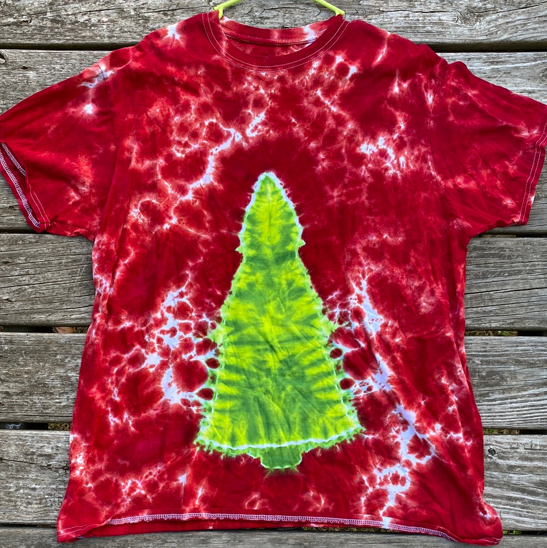 George 2XL adult unisex t-shirt red and green christmas tree